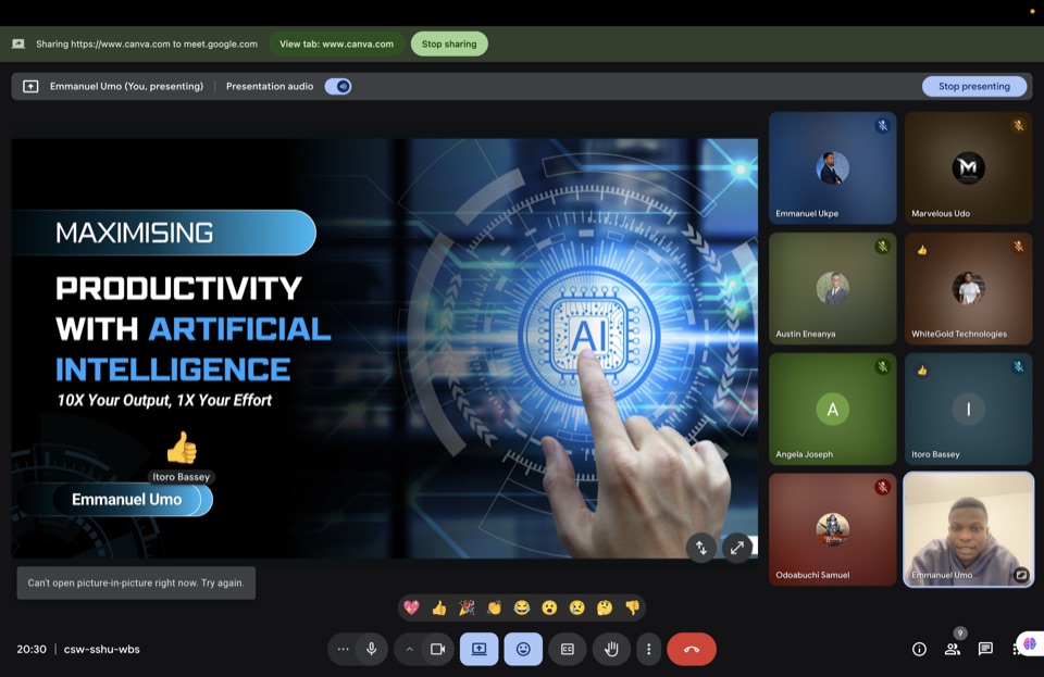 Maximizing productivity with AI session in Google Meet